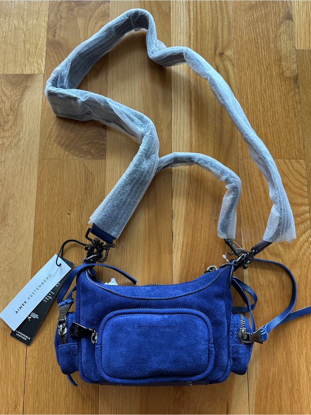 Aimee Kestenberg Cobalt Blue Suede Crossbody Bag